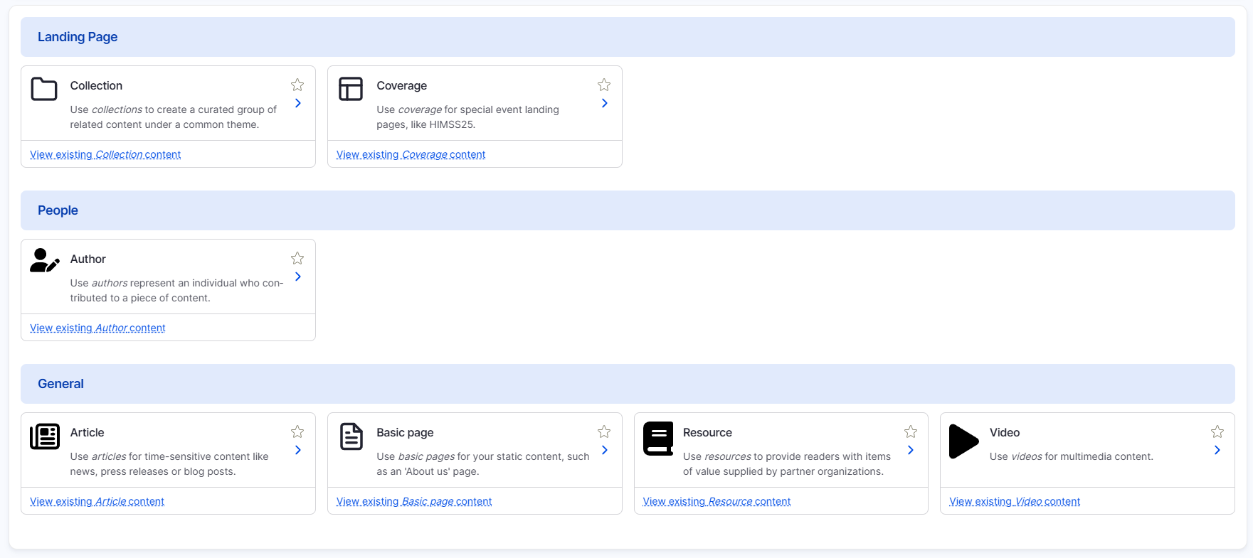 content type cms page
